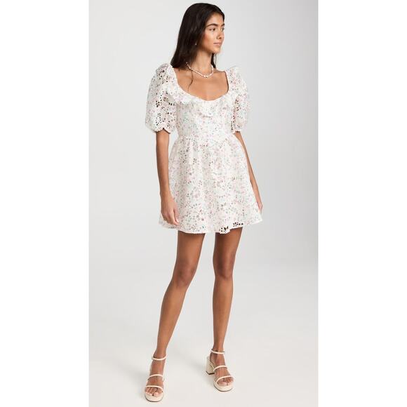 For Love & Lemons Magnolia Empire Waist Coquette Fairy Babydoll Mini Dress L